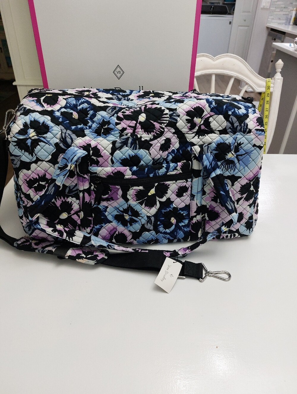 Vera Bradley Large Duffel Plum Pansies NWT